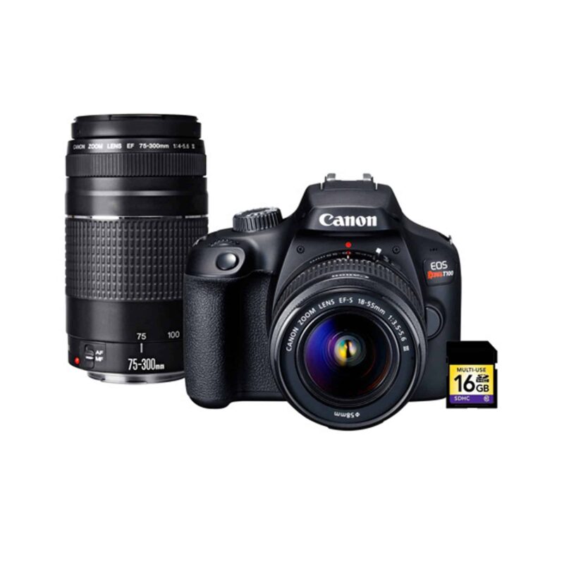 EOS Rebel T100 Premium Kit | 18-55mm | 75-300mm | DSRL | APS-C - Imagen 2